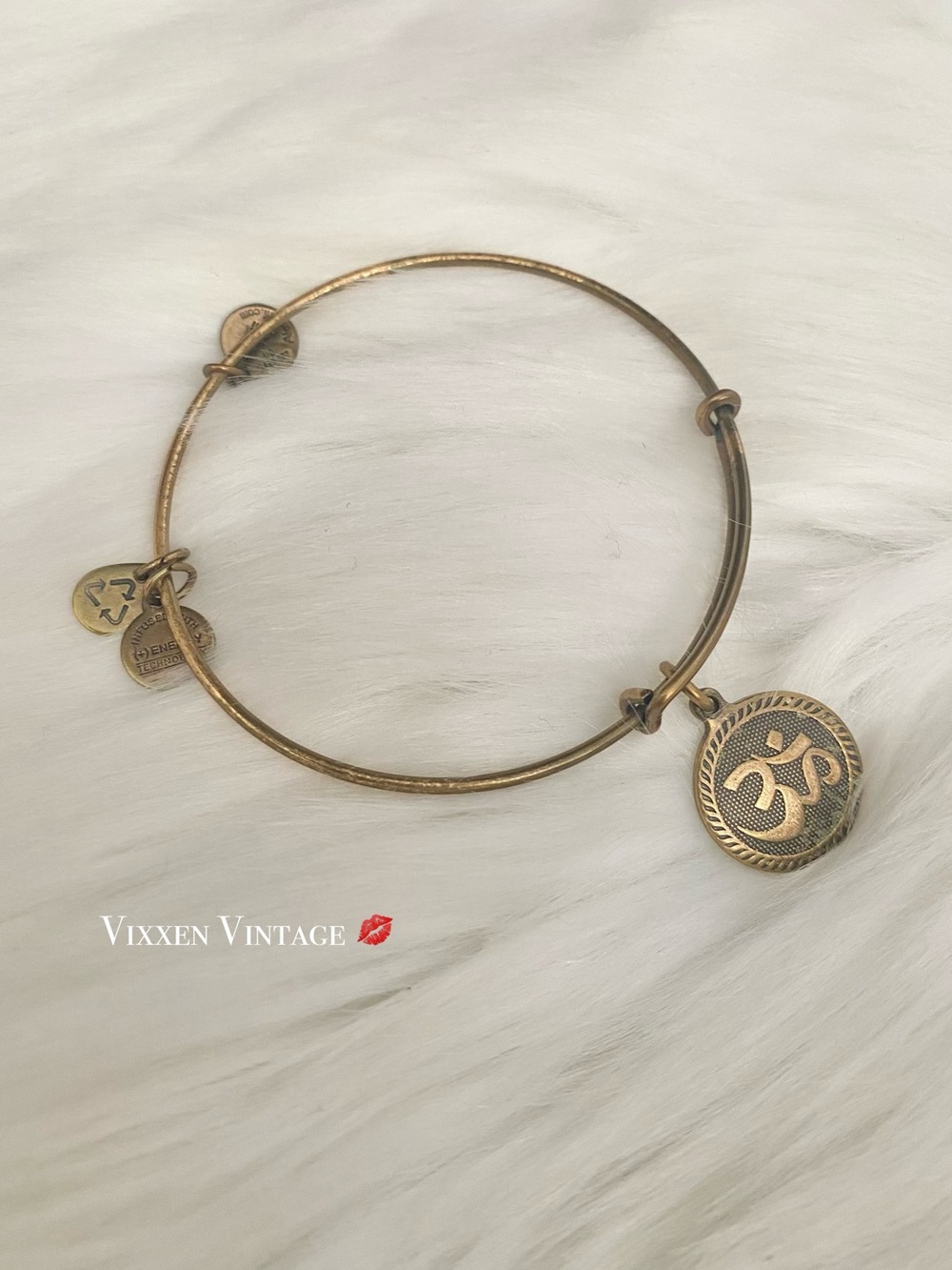 ALEX & ANI 2013 'OM CHARM BANGLE BRACELET' IN RAFAELIANGOLD FINISH